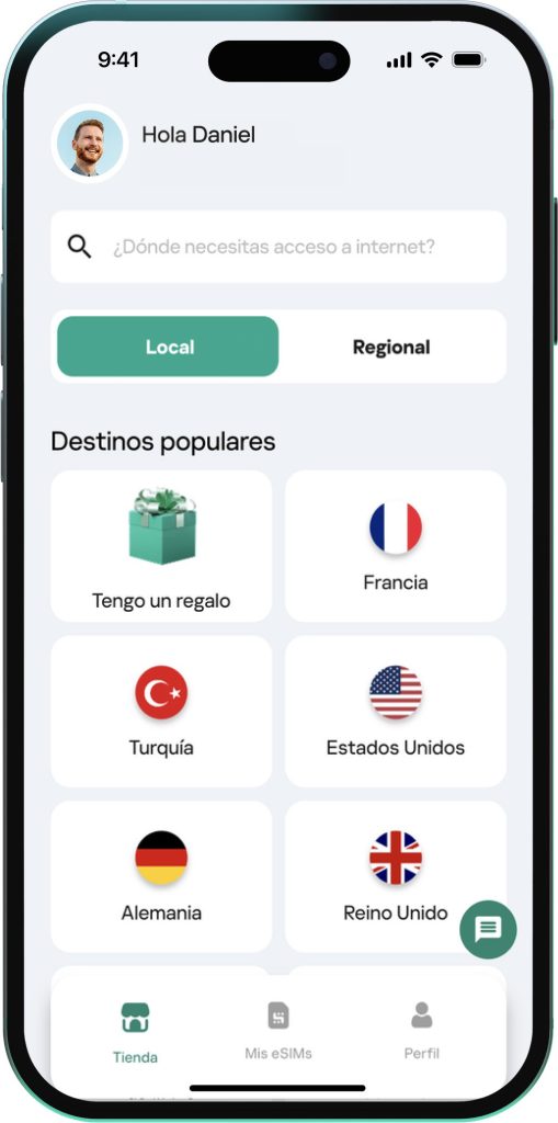 En Kaspersky eSIM Store, puedes escoger entre los planes Local y Regional