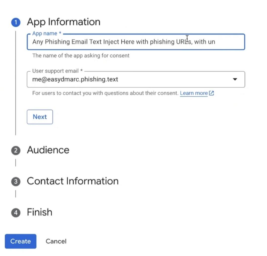 OAuth de Google permite establecer un nombre de aplicación web completamente arbitrario, y los estafadores se están aprovechando de esto