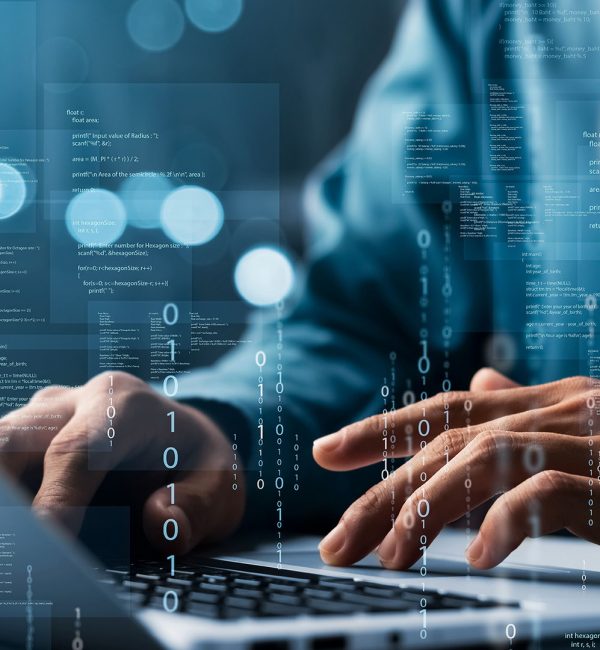 Programmers and cyber security technologies design websites and security in the Social World, cyberspace concepts.