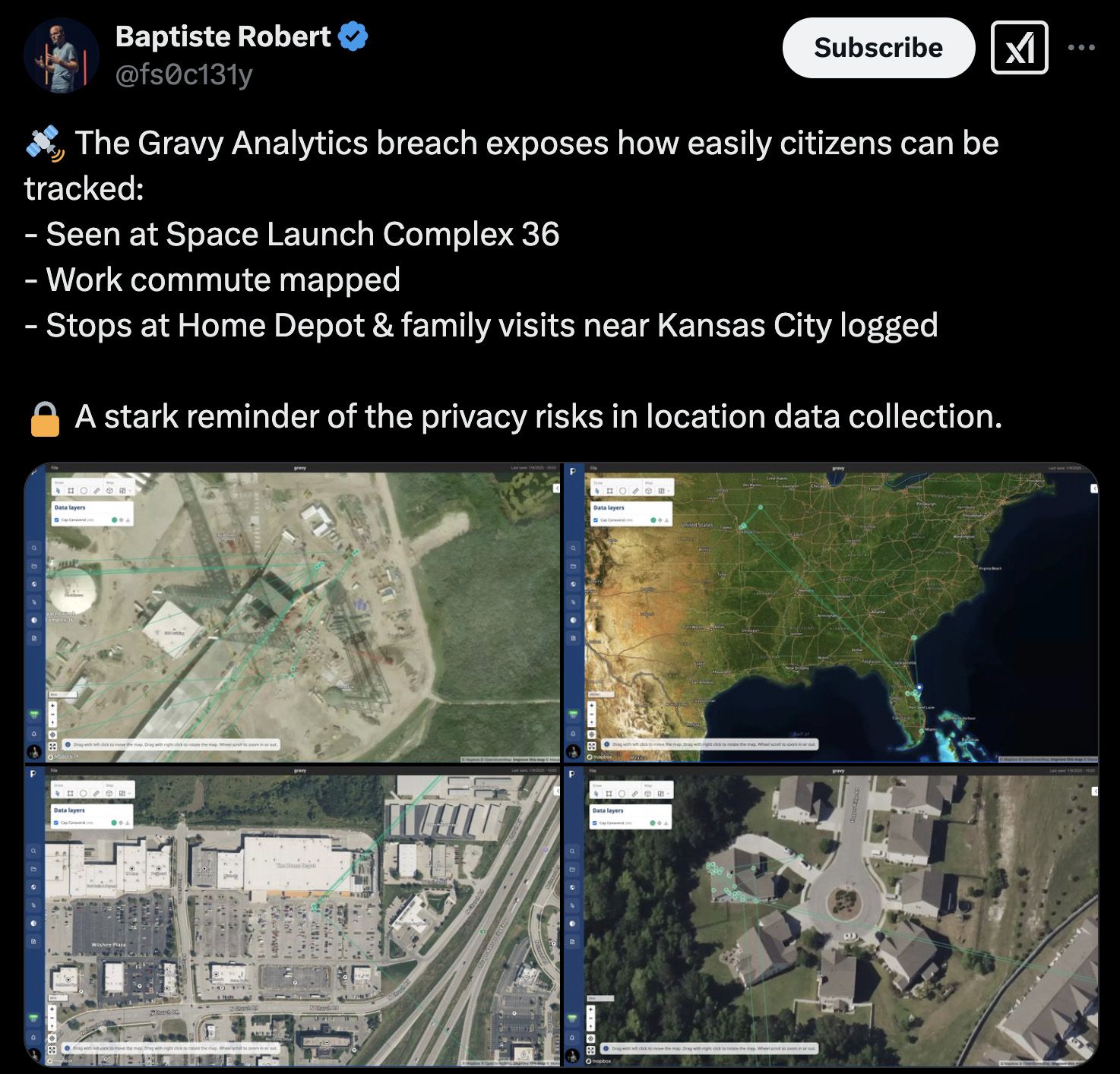 Primer ejemplo de desanonimización de datos de usuarios a través de la filtración de Gravy Analytics
