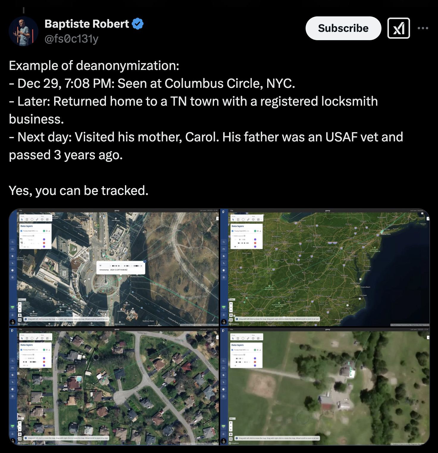 Segundo ejemplo de desanonimización de datos de usuarios a través de la filtración de Gravy Analytics