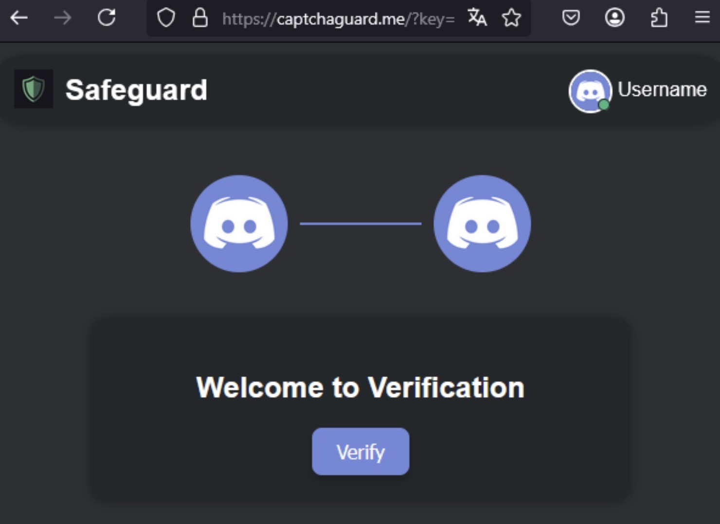 Pantalla de verificación falsa en un sitio externo
