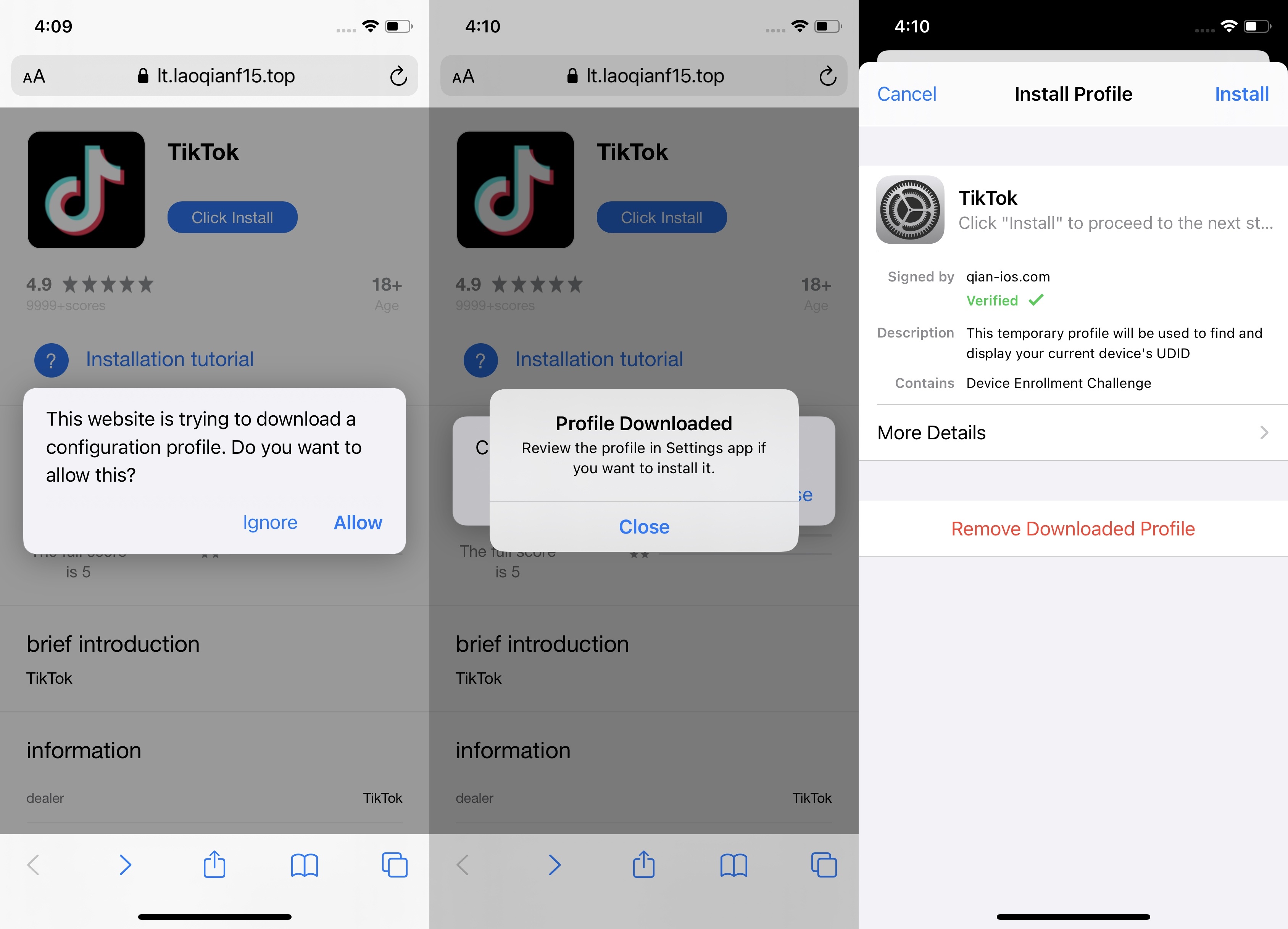 Instalación de una aplicación de una fuente desconocida en un iPhone