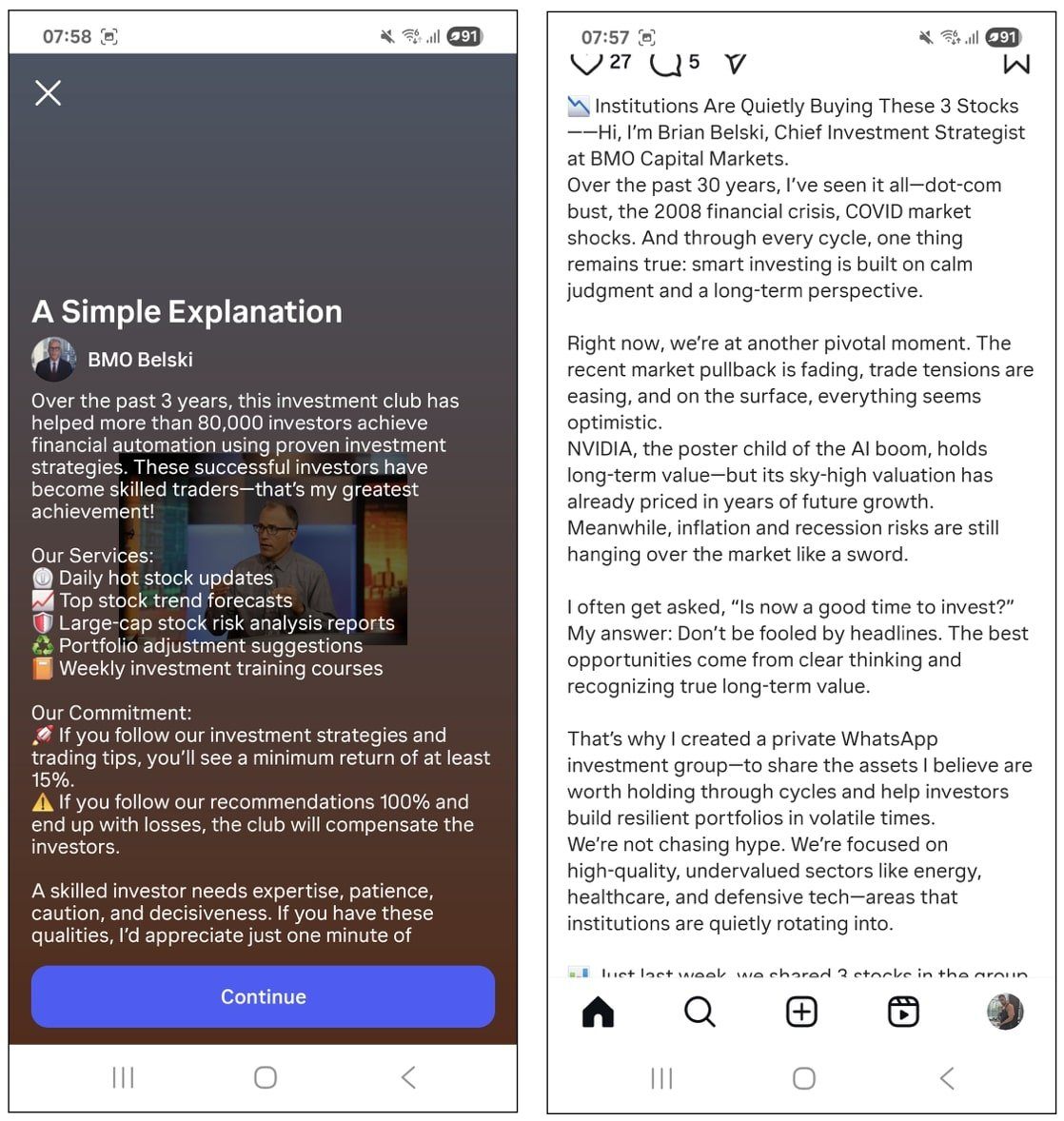 Los anuncios de Instagram con deepfakes conducen a chats de inversión falsos en WhatsApp
