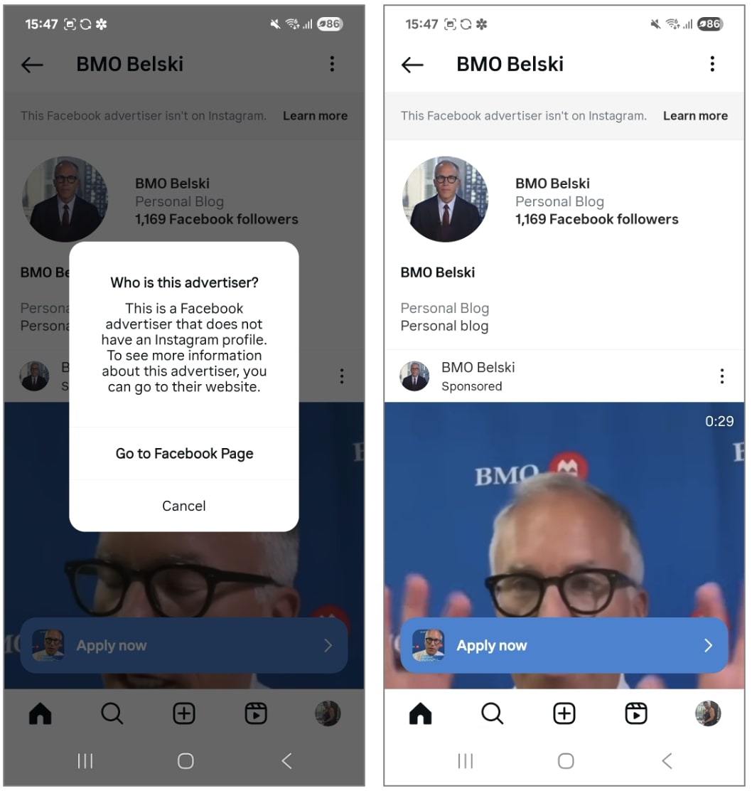 Anuncios de una cuenta inexistente: cómo los deepfakes llegan a Instagram a través de Facebook